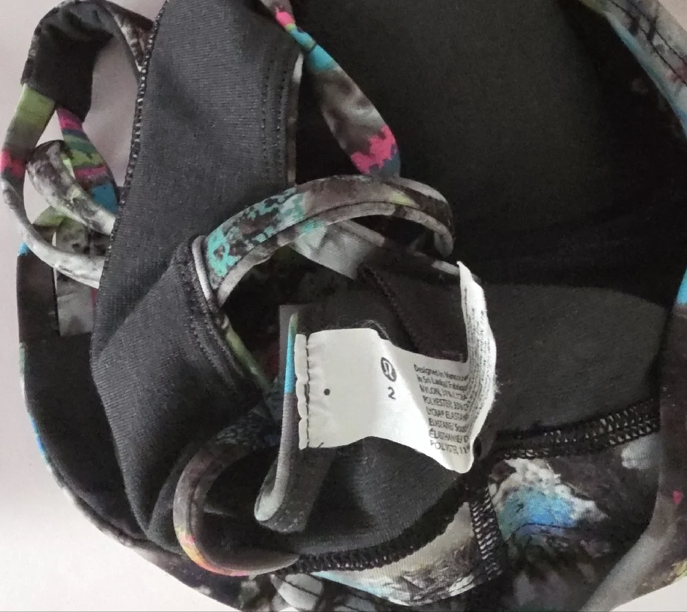 lululemon athletica Black Sports Bra with Neon Abstract Straps - Picture 3 of 3